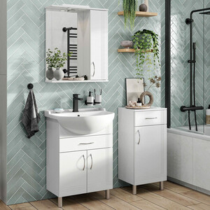 Тумба с раковиной Sanstar Вольга 60х30 белая (337.1-1.4.1.КАМУ)