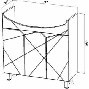 Тумба под раковину Sanstar Каскад 80х30 белая (350.1-1.4.1.)