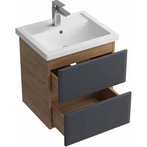Тумба с раковиной Sanstar Инфинити 50х40 дуб сонома светлый/графит софт (390.1-1.4.1.КЕНИ)