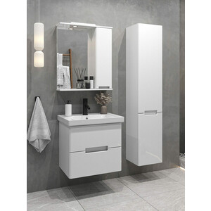 Тумба с раковиной Sanstar Ориана 60 подвесная, белая, Универсал Енисей