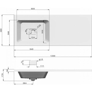 Раковина мебельная Sanstar Madera Камилла 120 левая (4627173210027)