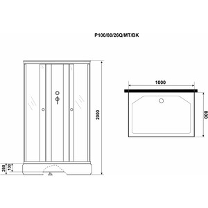 Душевая кабина Niagara Promo P100/80/26Q/MT/BK 100х80х200