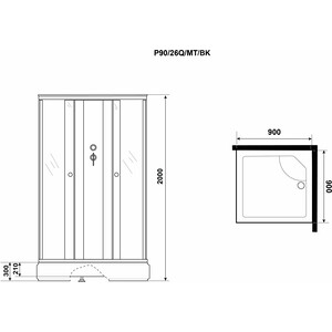 Душевая кабина Niagara Promo P90/26Q/MT/BK 90х90х200