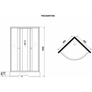 Душевая кабина Niagara Promo P80/26/MT/BK 80х80х200