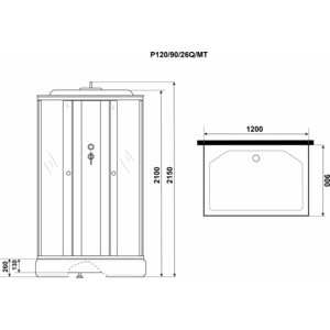 Душевая кабина Niagara Promo P120/90/26Q/MT 120х90х215