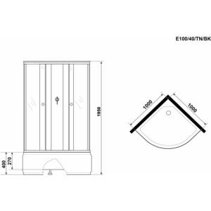 Душевая кабина Niagara Eco E100/40/TN/BK 100х100х195