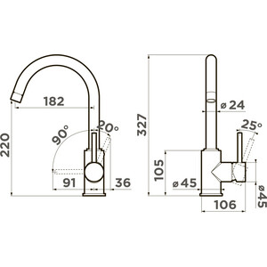 Смеситель для кухни Omoikiri Shinagawa-PL-P платина (4974107)