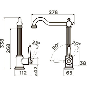 Смеситель для кухни Omoikiri Toshima-SI с подключением фильтра, античное серебро (4994326)