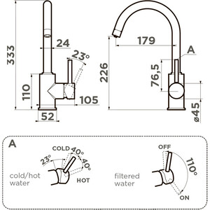 Смеситель для кухни Omoikiri Shinagawa 2 Plus-DC с подключением фильтра, темный шоколад (4994402)