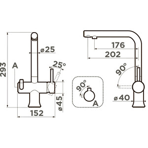 Смеситель для кухни Omoikiri Hotaru-GB-IB с подключением фильтра, графит / indigo blue (4994499)