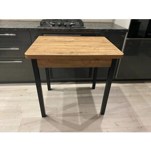 Стол обеденный Катрин ЭКО 80x60 / Дуб веллингтон /Опора Квадро черный (KT19668)