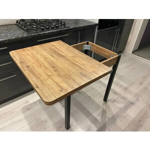 Стол обеденный Катрин ЭКО 80x60 / Дуб веллингтон /Опора Квадро черный (KT19668)