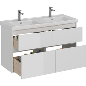 Тумба под раковину Lemark Combi 125х45 под двойную раковину, белый глянец (LM03C125T)