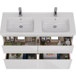 Тумба под раковину Lemark Combi 125х45 под двойную раковину, белый глянец (LM03C125T)