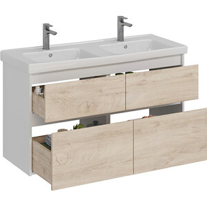 Тумба под раковину Lemark Combi 125х45 под двойную раковину, дуб кантри/белый глянец (LM03C125T-dub)