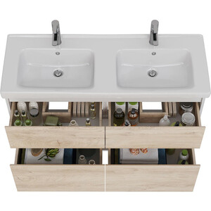 Тумба под раковину Lemark Combi 125х45 под двойную раковину, дуб кантри/белый глянец (LM03C125T-dub)