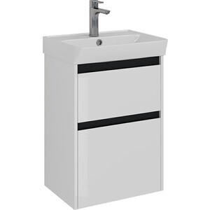 Тумба с раковиной Lemark Combi 50х35 черный/белый глянец (LM03C50T-black, 551353)