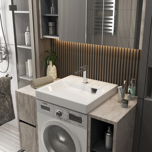 Раковина над стиральной машиной GreenStone Sirius 60х60 с кронштейнами, белая