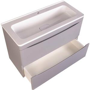 Тумба под раковину Style line Бергамо мини 90х35 подвесная, антискрейтч серый (СС-00002365)