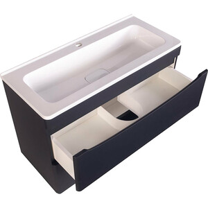 Тумба под раковину Style line Бергамо мини 90х35 подвесная, антискрейтч черный (СС-00002366)