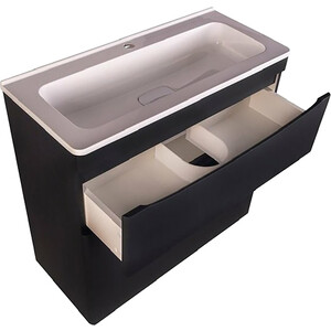 Тумба под раковину Style line Бергамо мини 90х35 напольная, антискрейтч черный (СС-00002363)