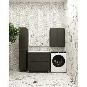 Тумба под раковину Style line Бергамо мини 90х35 напольная, антискрейтч черный (СС-00002363)