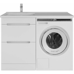 Тумба с раковиной Sanstar Толедо 60 (120) левая, под стиральную машину, белая, Andrea Космос