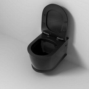 Унитаз подвесной безободковый Grossman Retro с сиденьем микролифт, черный матовый (GR-4482BMS)