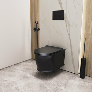 Унитаз подвесной безободковый Grossman Retro с сиденьем микролифт, черный матовый (GR-4482BMS)