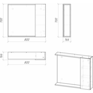 Зеркало-шкаф Grossman Юнит 80х70 кадена лайт (2080112)