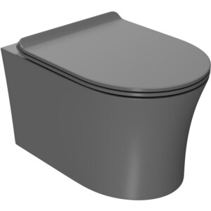 Унитаз подвесной безободковый Point Вега с сиденьем микролифт, серый матовый (PN41711GM)