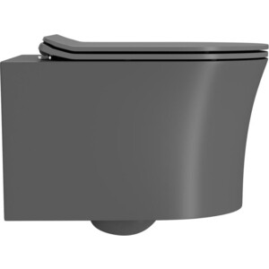 Унитаз подвесной безободковый Point Вега с сиденьем микролифт, серый матовый (PN41711GM)