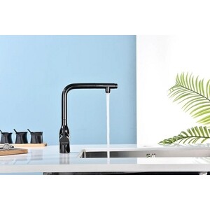 Смеситель для кухни Paulmark Viper с подключением фильтра, черный глянцевый (Vi213105-GB)