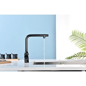 Смеситель для кухни Paulmark Viper с подключением фильтра, черный глянцевый (Vi213105-GB)
