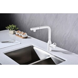 Смеситель для кухни Paulmark Urban с подключением фильтра, белый матовый (Ur213104-431)