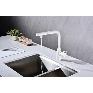 Смеситель для кухни Paulmark Urban с подключением фильтра, белый матовый (Ur213104-431)