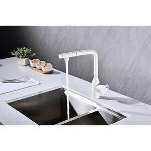 Смеситель для кухни Paulmark Urban с подключением фильтра, белый матовый (Ur213104-431)