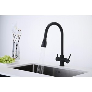 Смеситель для кухни Paulmark Lange с подключением фильтра, антрацит (La214212-401)