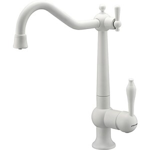 Смеситель для кухни Paulmark Retro с подключением фильтра, белый матовый (Re213226-431)