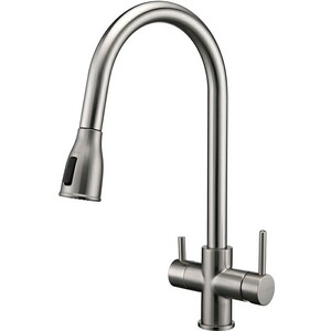 Смеситель для кухни Paulmark Lange с подключением фильтра, никель (La214212-NI)