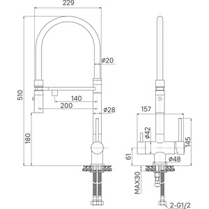 Смеситель для кухни IDDIS Ace с подключением фильтра, золото матовое (ACEMGFFi05)