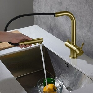 Смеситель для кухни Timo Saona с подключением фильтра, золото (2356/17FL)