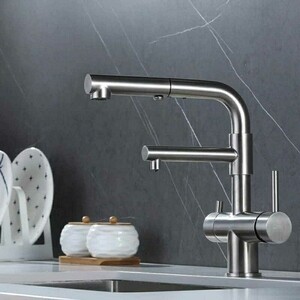 Смеситель для кухни ZorG Inox с подключением фильтра, нержавеющая сталь (SZR-3216)