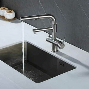 Смеситель для кухни ZorG Inox с подключением фильтра, нержавеющая сталь (SZR-3216)