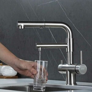 Смеситель для кухни ZorG Inox с подключением фильтра, нержавеющая сталь (SZR-3216)