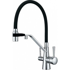 Смеситель для кухни ZorG Sanitary с подключением фильтра, хром/черный (ZR 356 YF)