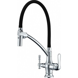 Смеситель для кухни ZorG Sanitary с подключением фильтра, хром/черный (ZR 347-6 YF)