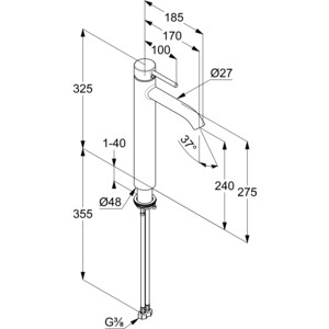 Смеситель для раковины Kludi Bozz черный матовый (382863976)