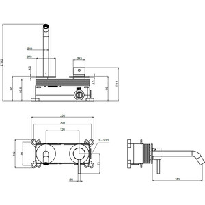 Смеситель для раковины AQUAme Siena встраиваемый, глянцевое золото (AQM6215GG)