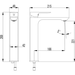 Смеситель для раковины AQUAme Monza черный матовый (AQM6314MB)
